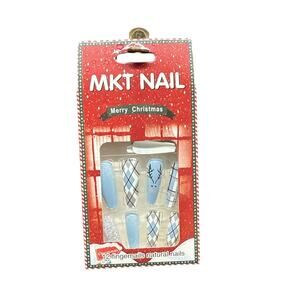 Press On Nail Kit Blue Reindeer